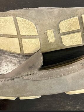 BOSS Grey Taupe Suede Slip-On Loafers - sz 10.5
